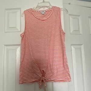 J Crew coral pink and white striped tank